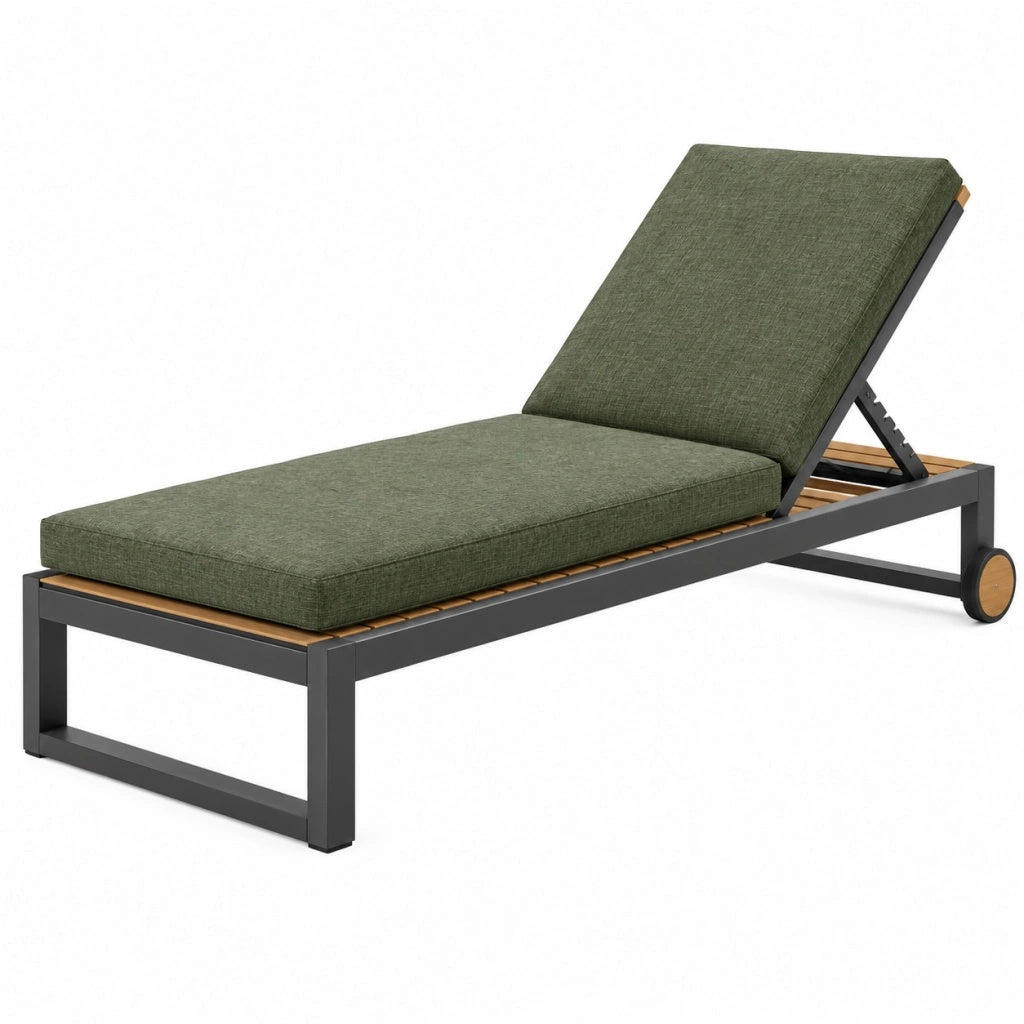 Leżak ogrodowy 200 x 70 cm metalowy zielony z regulowanym oparciem