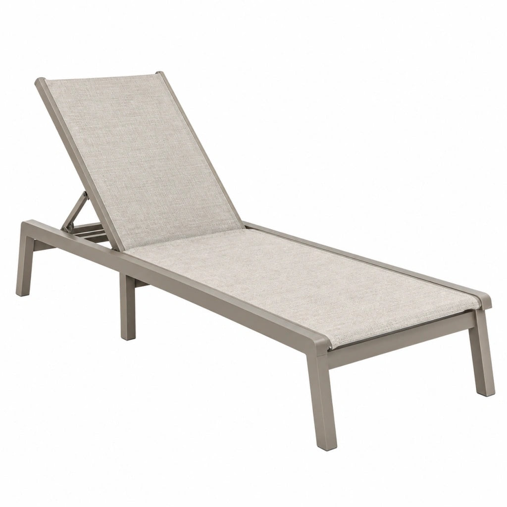 Leżak ogrodowy 200 x 65 x 35 cm z aluminium beżowy z regulowanym oparciem