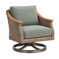 Fotel obrotowy 85 x 85 x 95 cm z plecionki rattanowej zielony do ogrodu